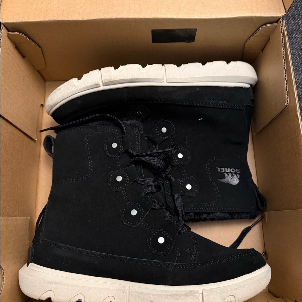Sorel Explore Next Joan WP - Black and Fawn Waterproof Boots